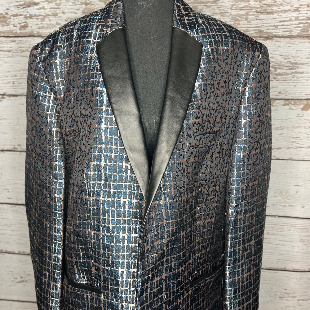 INC Dinner Jacket Royal Blue/Gold stripes.